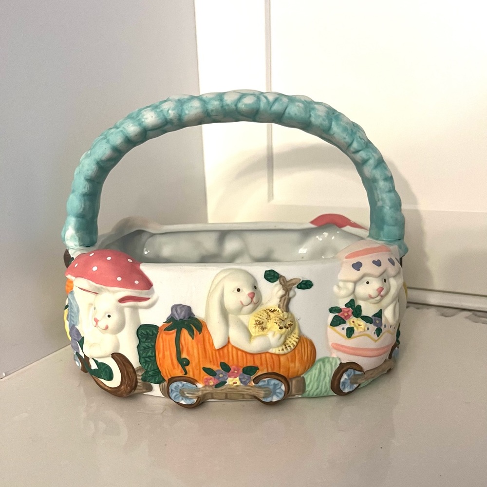Easter Train Porcelain Basket